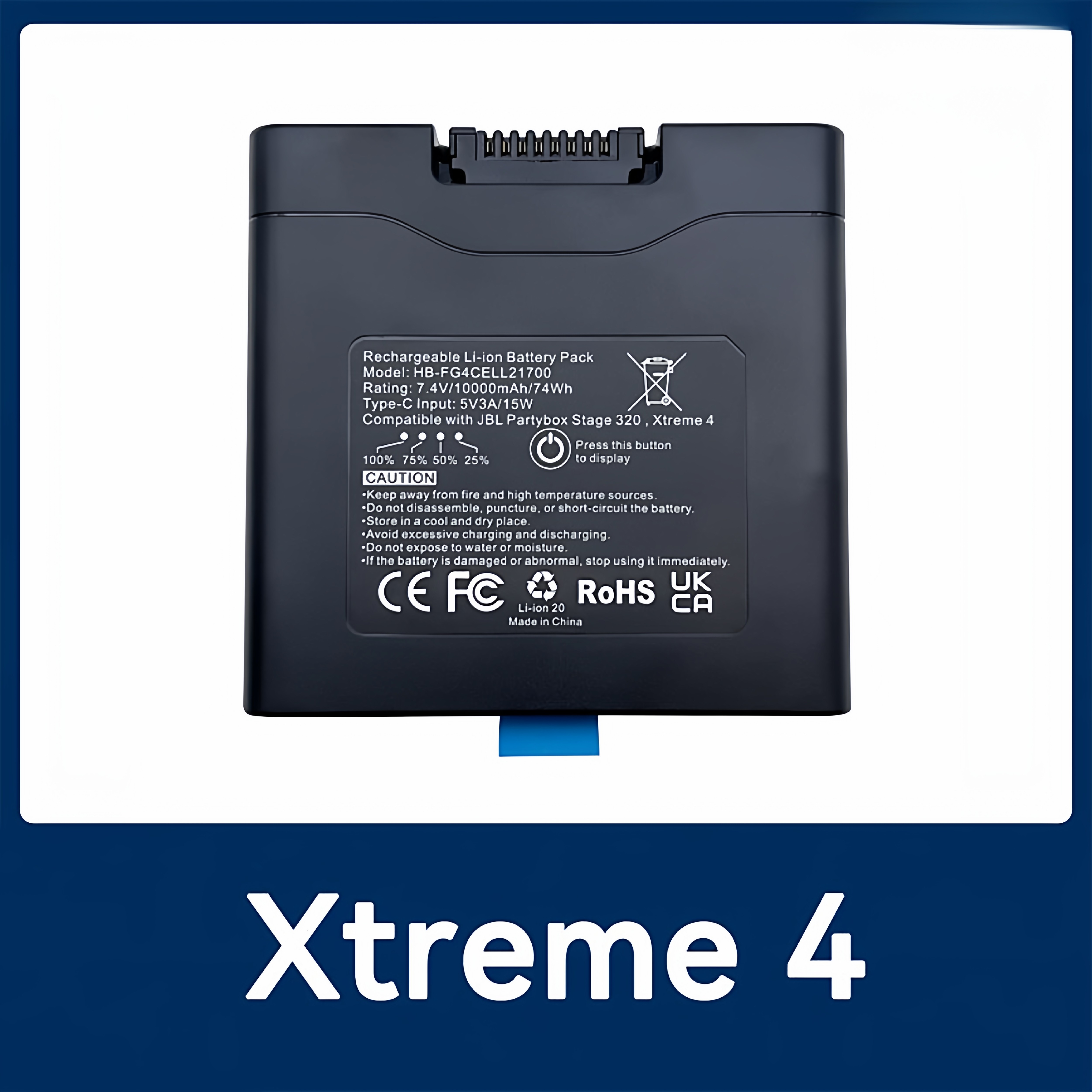 适用Xtreme4 战鼓4代partybox无线蓝牙音响电池HB-FG4CELL21700