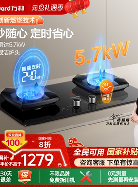 [政府补贴]万和5.7kW燃气灶家用厨房灶具天然气双炉爆炒灶台S5/S3