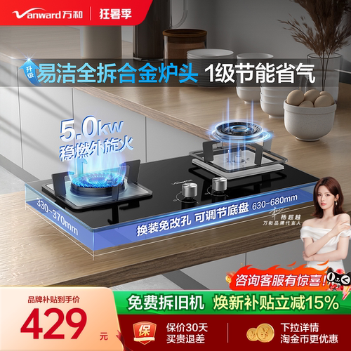 [品牌补贴]万和官方猛火燃气灶煤气家用双灶天然气液化气灶具B6L