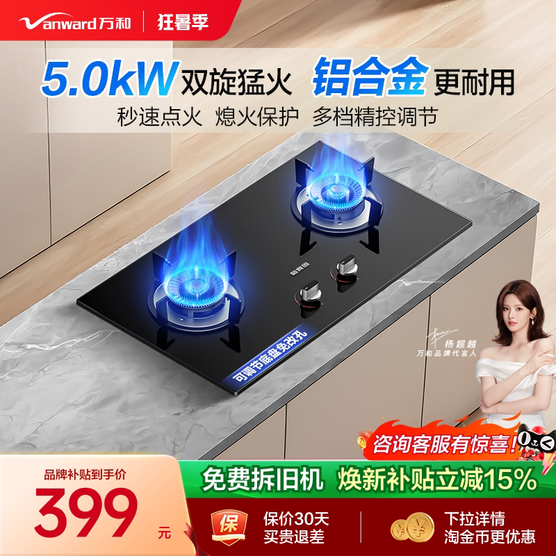 [品牌补贴]万和梅赛思燃气灶煤气家用双灶天然气液化气台嵌灶具X1 梅柠实拍商品图