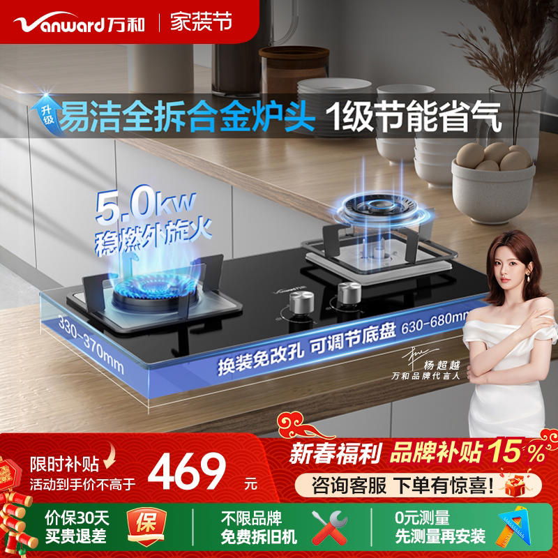 [品牌补贴]万和官方猛火燃气灶煤气家用双灶天然气液化气灶具B6L