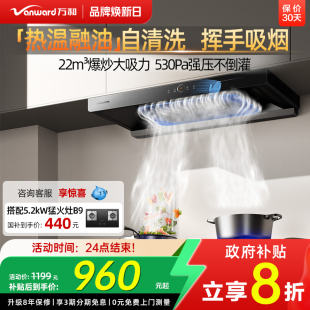 吸油烟机X739A 政府补贴 万和小双翼油烟机家用厨房大吸力顶吸式