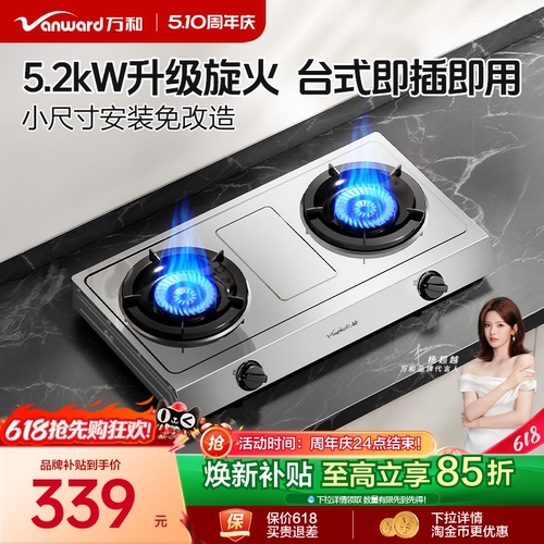 [品牌补贴]万和不锈钢煤气灶双灶家用天然气液化气台式燃气灶D9