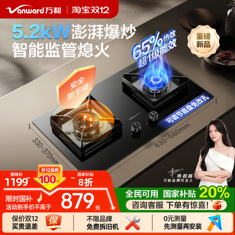 [政府补贴]万和B10Pro防干烧燃气灶家用煤气炉天然气台式灶具嵌入