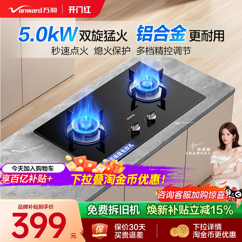 [品牌补贴]万和梅赛思燃气灶煤气家用双灶天然气液化气台嵌灶具X1 然天实拍商品图