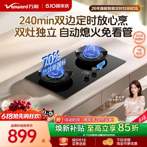 [旗舰新品]万和定时燃气灶天然气煤气灶家用双灶灶台式炉灶B9DS