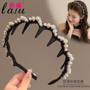 高颅顶珍珠发箍女款 秋冬发带日常外戴洗脸头箍压发卡头饰 2025新款