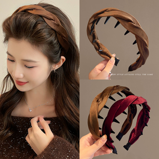 红色发箍女款高颅顶2026新款洗脸专用头箍带齿压发卡成人发捆头饰