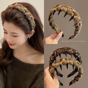 高颅顶发箍女款 日常外戴带齿洗脸头箍压发卡发捆头饰 秋冬2025新款