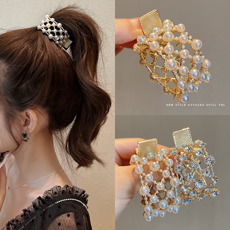 拉福抓夹珍珠韩国高马尾发夹头饰