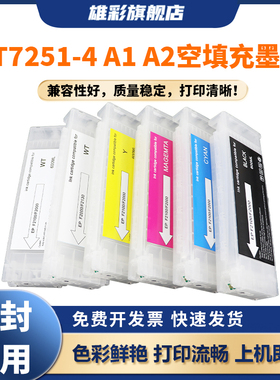 雄彩适用爱普生/Epson F2000 F2100 F2130 填充墨盒T7251 T7252 T7253 T725A1 A2 墨盒大幅面填充 非原装墨水