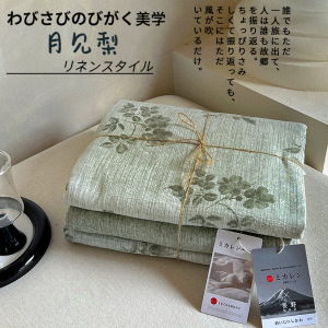 出口日本高克重原麻皱皱纱纱四件套复古风亚麻加厚套件床上用品