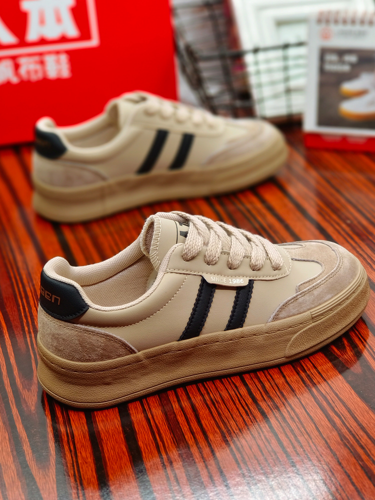 人本休闲鞋2024春款皮面显瘦小众