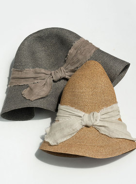 疯帽子 日本轻奢AD10渔夫帽女透气可折叠盆帽遮阳草帽25年夏