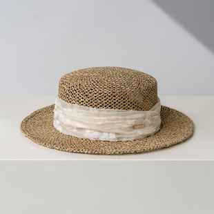 疯帽子 仙气花朵平顶帽春夏度假出片帽子26新 天然咸水草镂空草帽