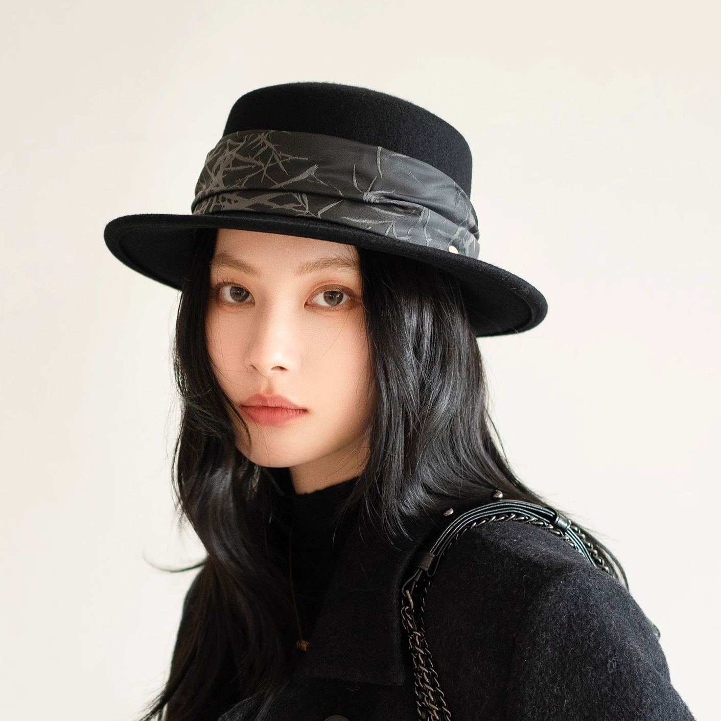 疯帽子羊毛呢平顶帽新中式提花