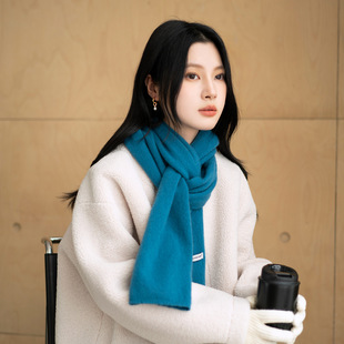 25年秋季 高级感围巾女纯羊毛针织披肩逛街出游围脖 新 韩版 疯帽子