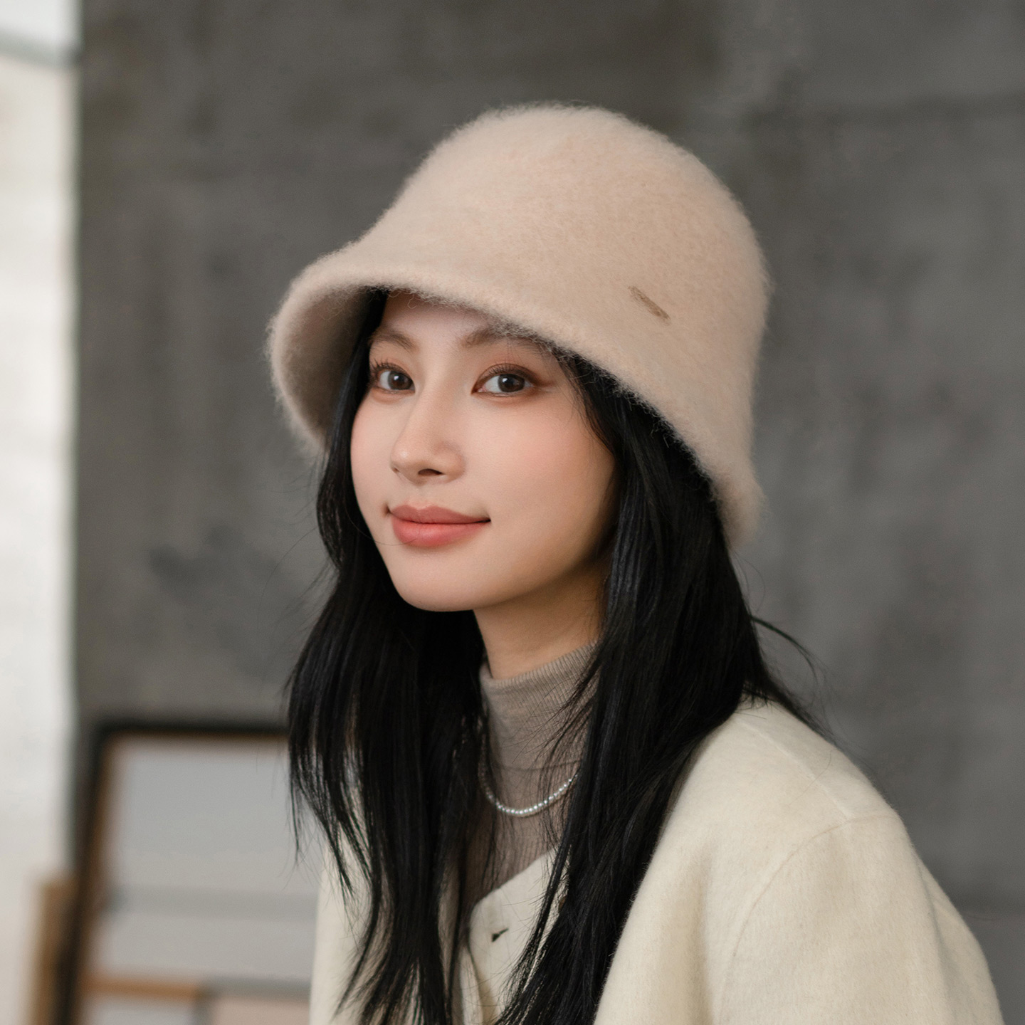 疯帽子纯色兔毛渔夫帽