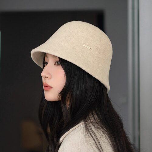 疯帽子纯羊毛渔夫帽显脸小冬季