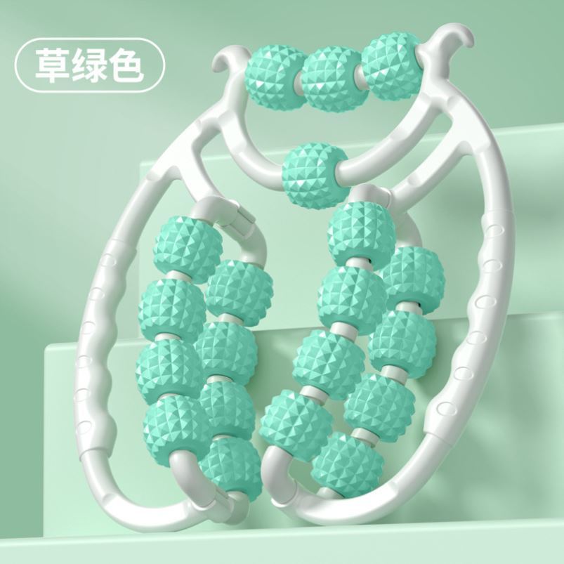 升级双排20轮蓝色环形夹腿按摩器瘦小腿消除肌肉放松揉捏滚轮瘦腿