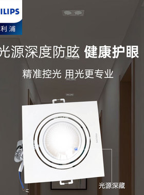 飞利浦GD100B格栅射灯嵌入式6W10W单头双头家用方形