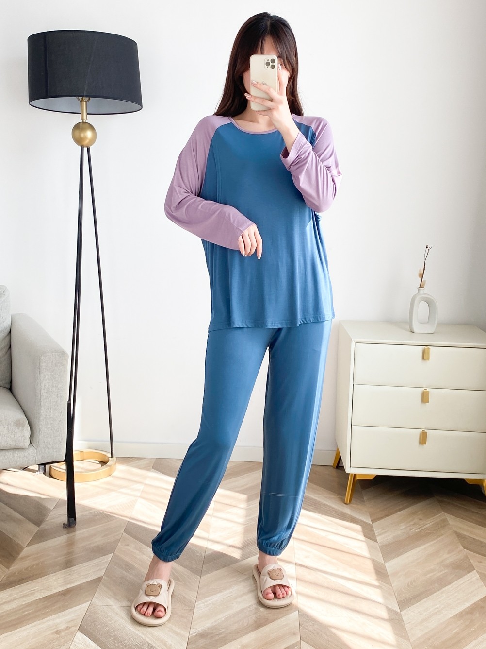 감금 의류 모달 출산 잠옷 얇은 섹션 산후 모유 수유 임신 산모 모유 수유 세트 봄 가을 여름 집