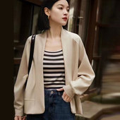 外套上衣长袖 2024春夏款 女士空气层蝙蝠开衫 宽松显瘦遮肉休闲开襟
