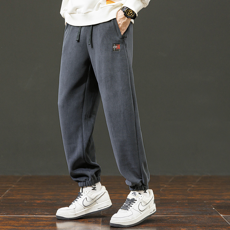 春秋季新款休闲抓绒裤男士运动裤保暖宽松加肥加大码澳粒绒卫裤潮