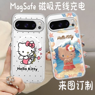 magsafe磁吸适用谷歌pixel 10pro XL黑皮kitty手机壳pixel 9防摔透明手机壳google pixel 8A 8Pro 6pro定制
