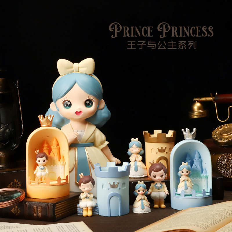 创意童话王子与公主树脂工艺品情侣节日礼品小夜灯客厅桌面摆件