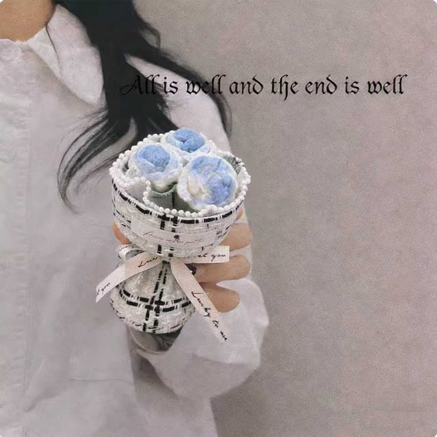 情人节迷你毛线小花束口袋花礼盒