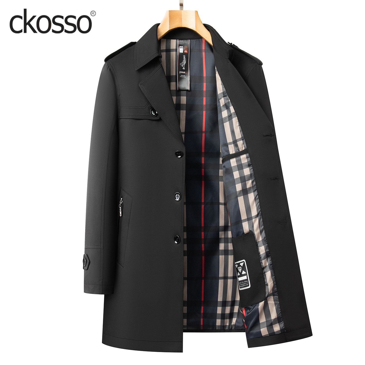 时尚流行大衣男士中长款翻领系带高品质男装外套2025春秋新款风衣