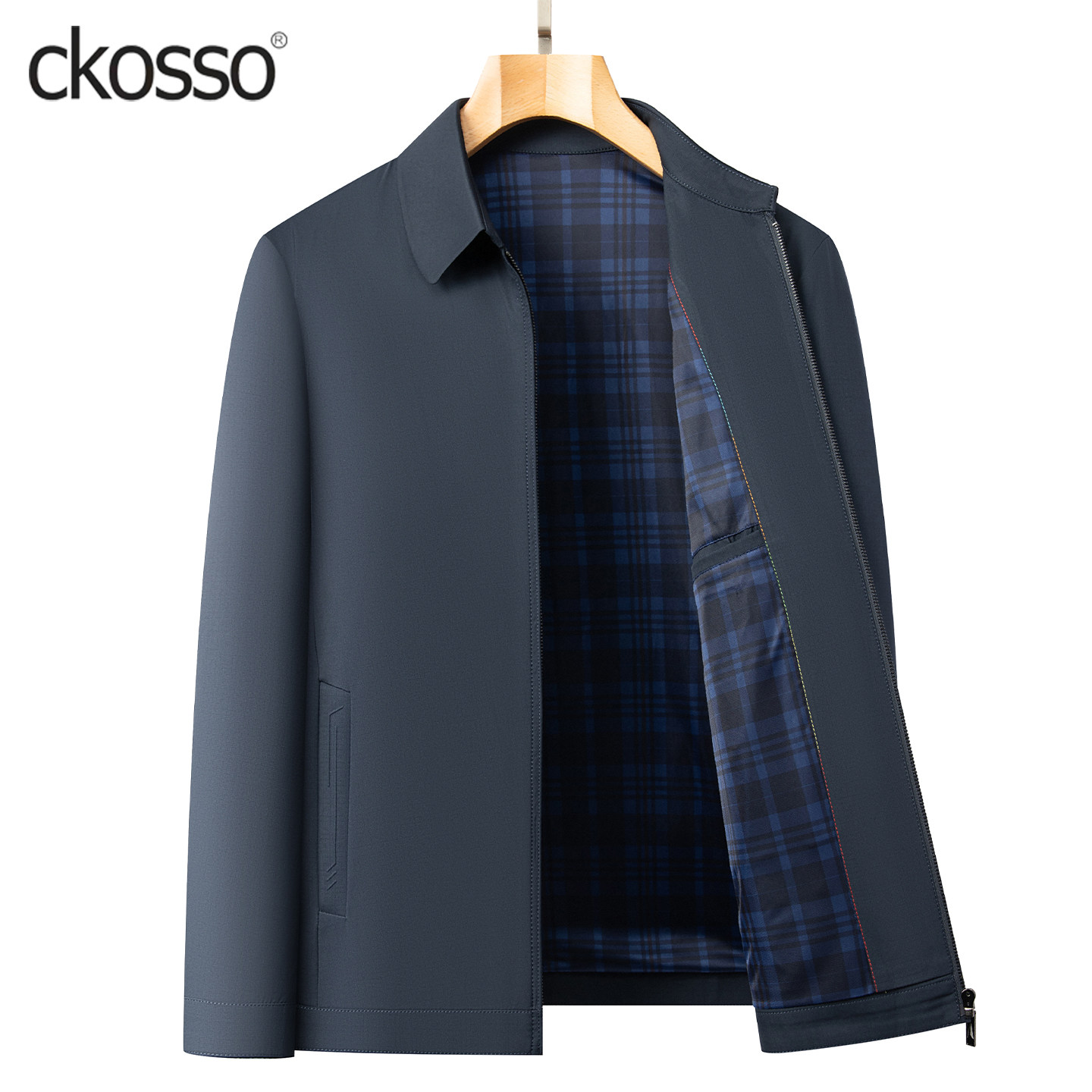 通勤休闲外套男士短款翻领拉链爸爸中年男装2026新款行政公务夹克