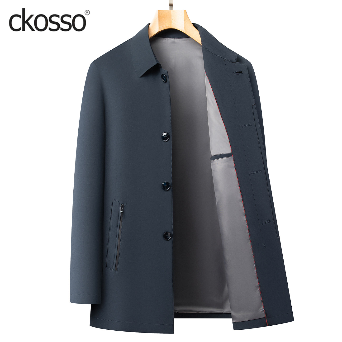 商务行政外套男士常规翻领扣子品质中年男装2025新款爸爸休闲夹克