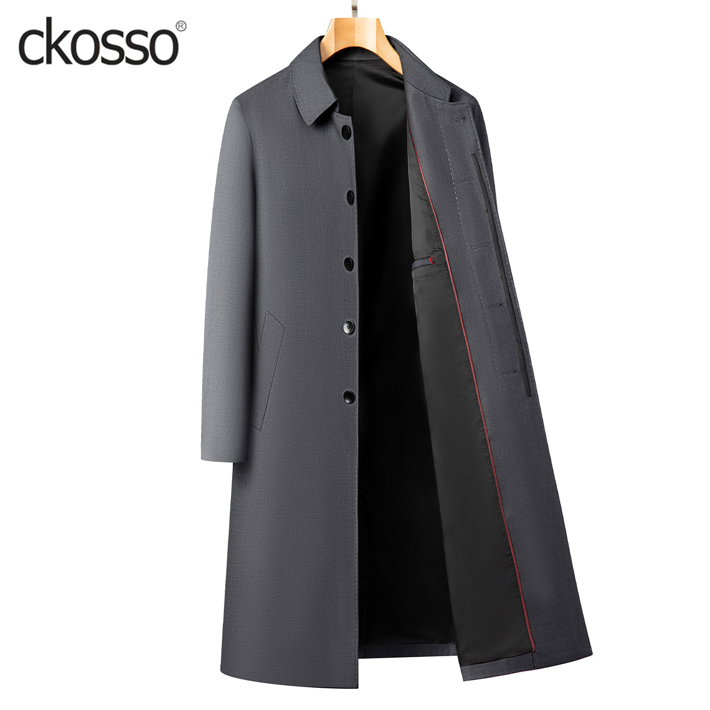 商务行政风衣外套男士中长款翻领扣子品质男装2025新款高级感大衣