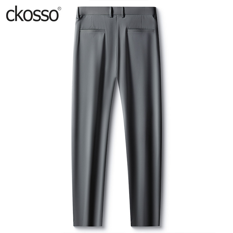 轻商务休闲西裤男士高级灰薄款高弹修身直筒长裤子2026夏新款男裤