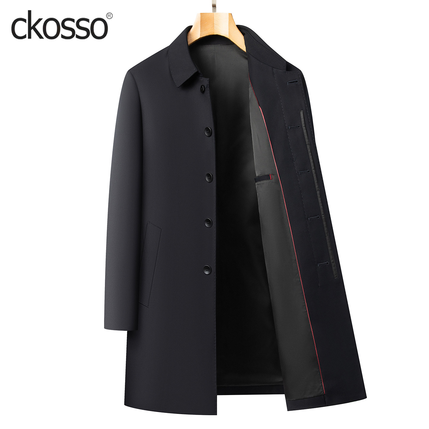 公务行政大衣男士中长款翻领纯色加大码男装外套2025新款商务风衣,男装,风衣,淘宝优惠券,粉丝福利购,淘宝优惠卷