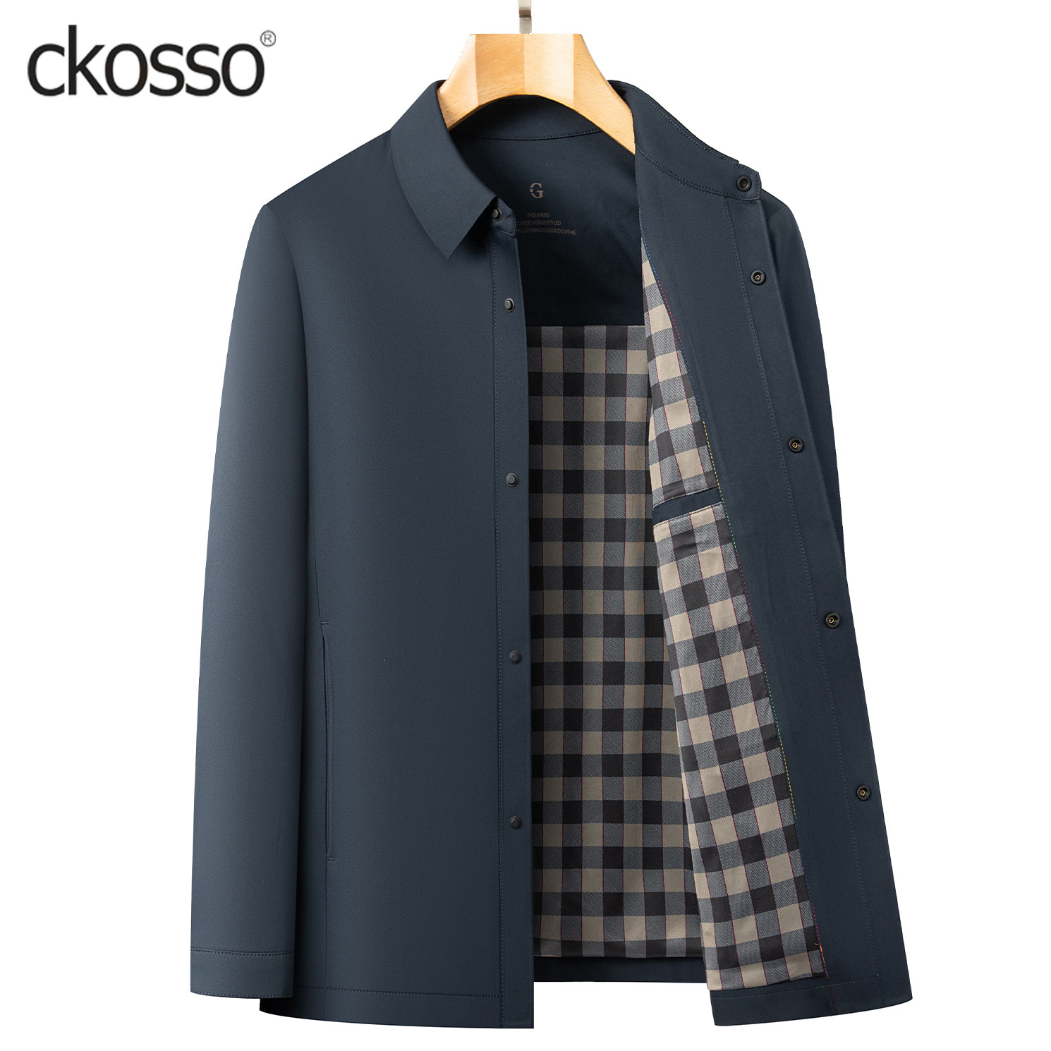 商务休闲行政夹克男士常规款翻领单排扣通勤简约春秋新款高端外套