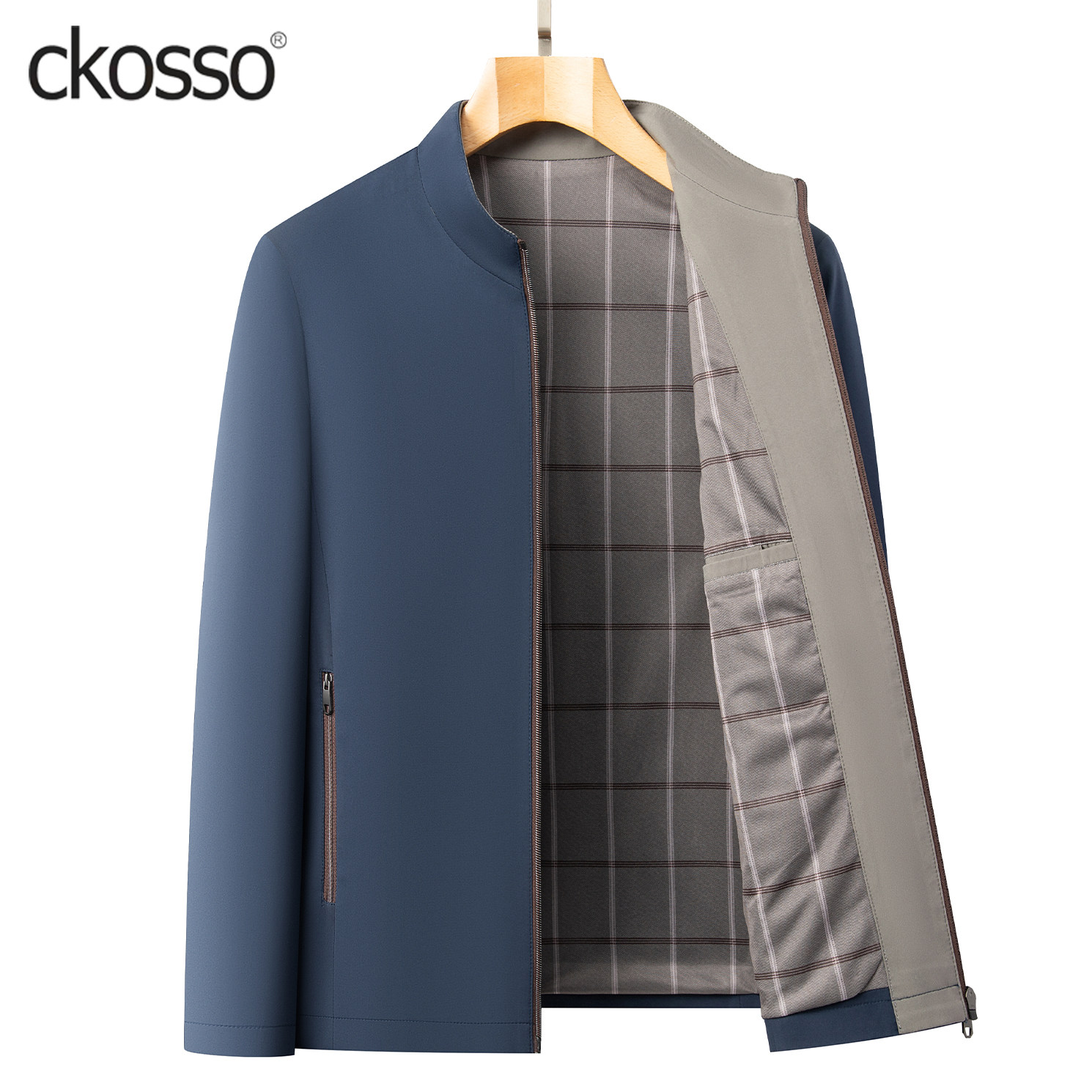 商务休闲夹克男士常规立领拉链通勤简约2026春秋新款高档外套中年