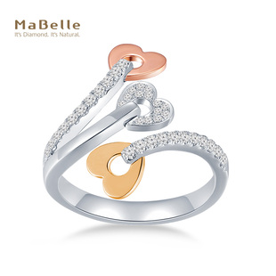 爱心款 时尚 轻奢 简约 玛贝尔18K黄白红金钻石戒指 气质 MaBelle