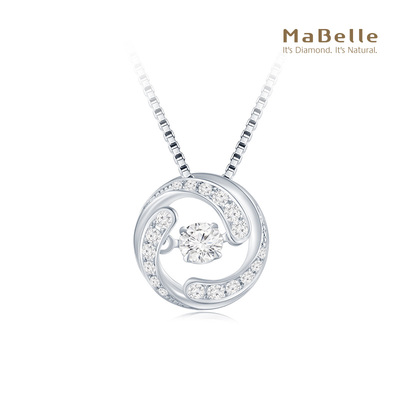 玛贝尔18K白金跃动系列钻石吊坠