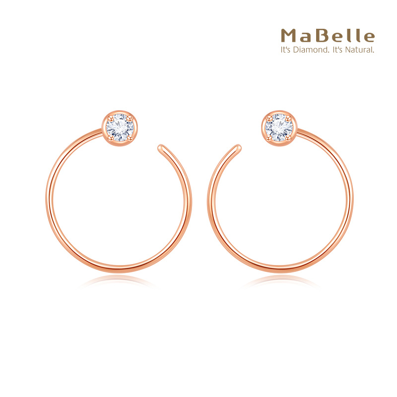 玛贝尔18K玫瑰金钻石耳钉时尚