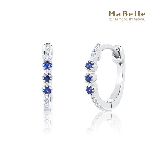 玛贝尔18K白金蓝宝石钻石耳钉