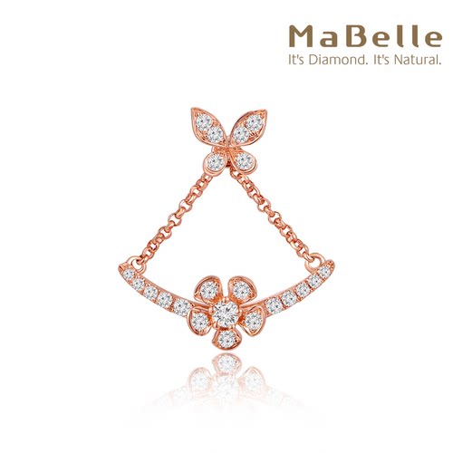 玛贝尔18K玫瑰金蝴蝶款单边耳钉