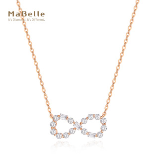 MaBelle/玛贝尔18K红金 “牵手”系列长梯方拼镶钻石项链总长45CM