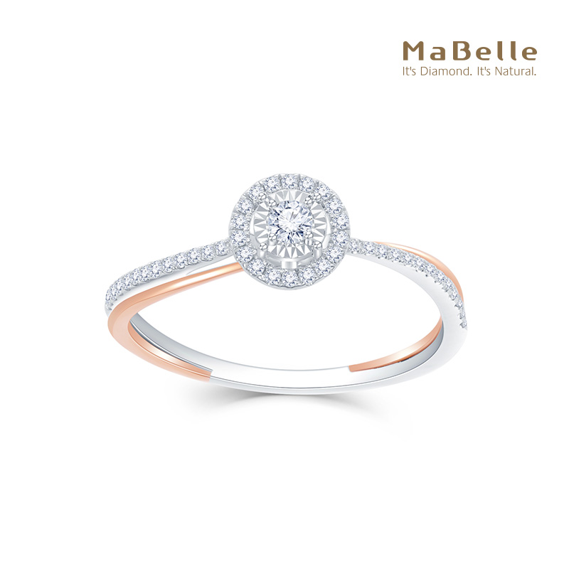 玛贝尔单颗粒群镶18K红白金钻戒