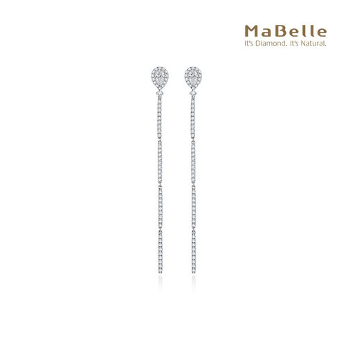 18K白金钻石耳钉玛贝尔梨形拼镶