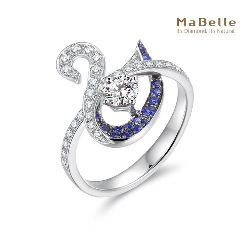 MaBelle玛贝尔18k蓝宝石钻石戒指