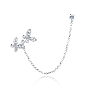 MaBelle/玛贝尔18K白金/玫瑰金 蝴蝶款钻石单边耳钉 双耳洞佩戴款