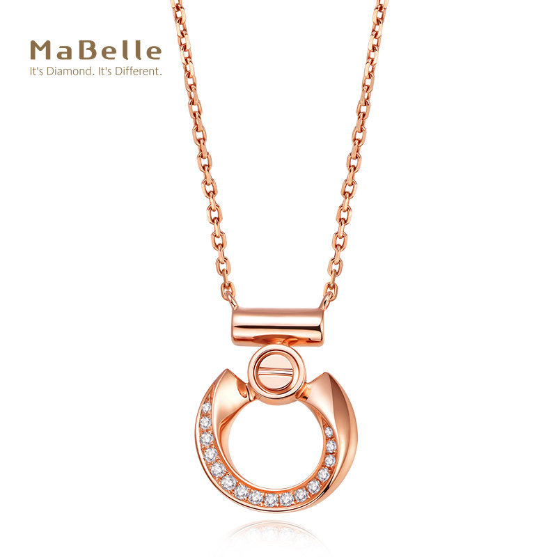 mabelle/玛贝尔18k玫瑰金/白金  "眷恋"系列钻石项链 长度45cm
